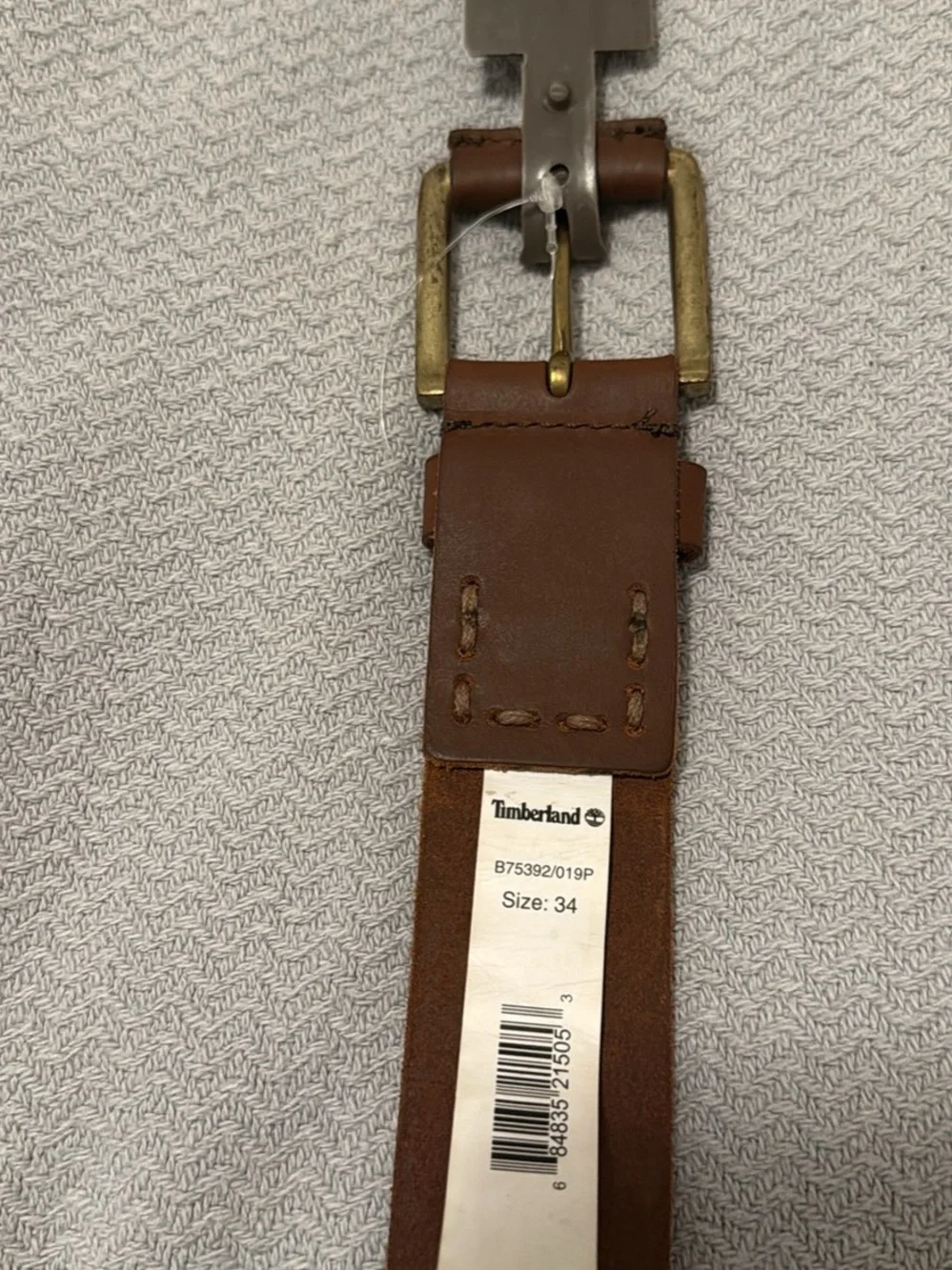 Timberland Brown Leather Belt with Brass-Tone Buckle 34 inches